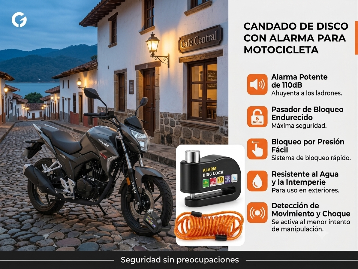 Candado de Disco con Alarma para Motocicleta