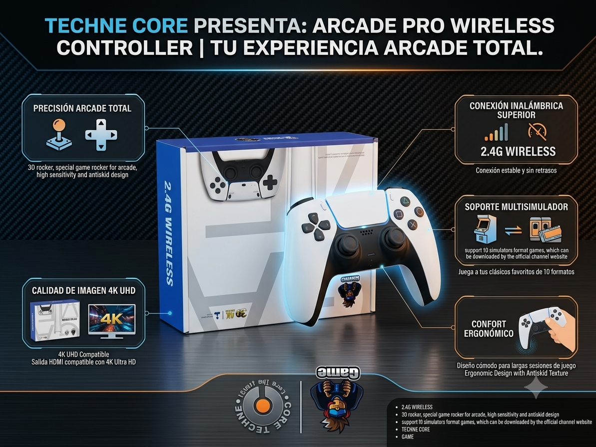 Control Arcade Pro Inalámbrico 2.4G TECHNE CORE