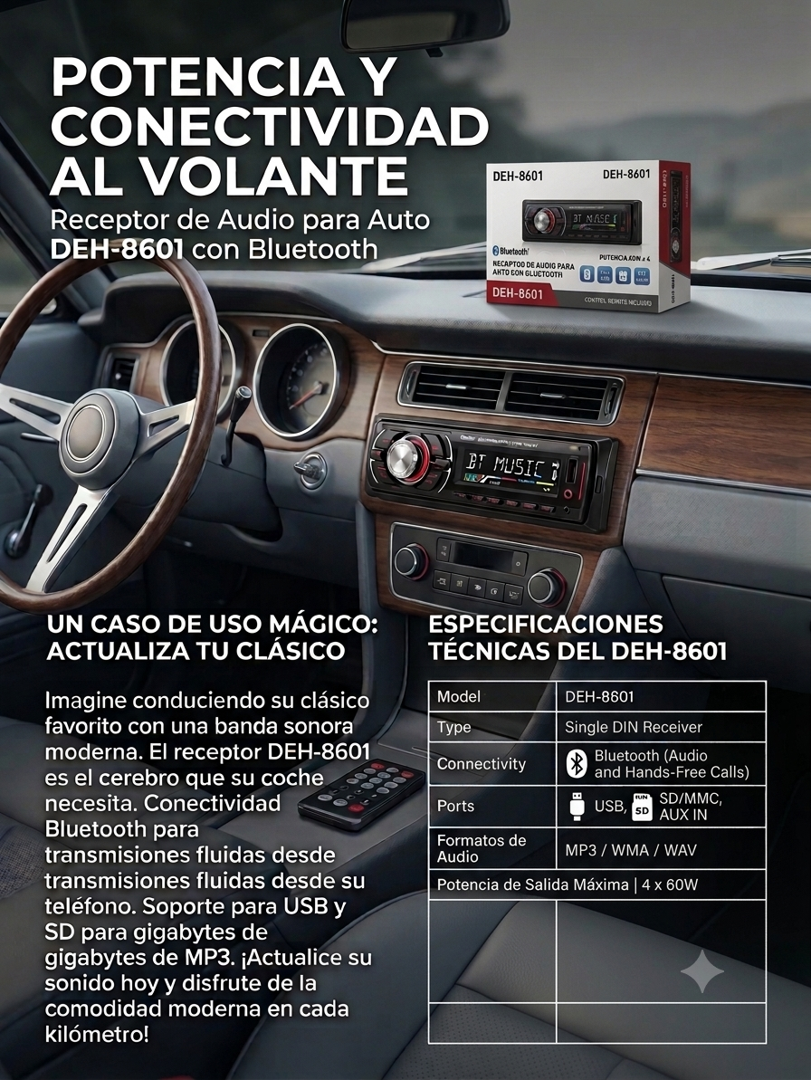 Autoestéreo Receptor Bluetooth DEH-8601