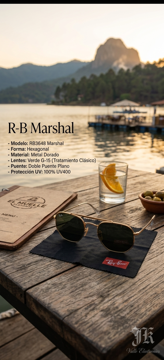 🕶️ Lentes de Sol Ray-Ban The Marshal (RB3648) Originales - Dorado ☀️