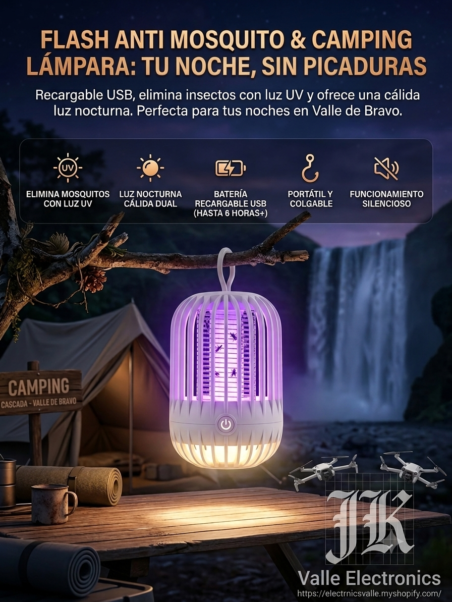 🏕️ Lámpara Anti-Mosquitos y de Camping 2 en 1 - ¡Disfruta tus noches sin picaduras! 🦟