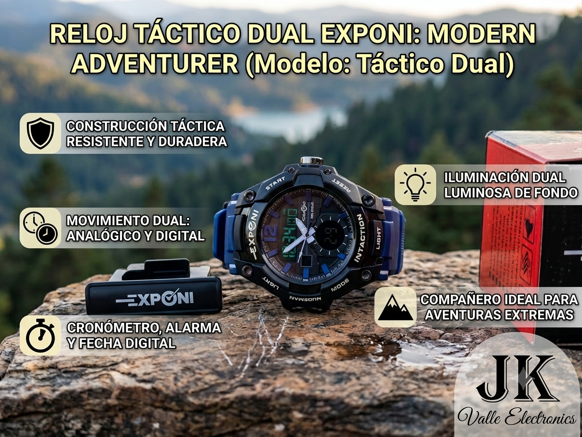 Reloj Táctico EXPONI - Movimiento Dual (Analógico y Digital)